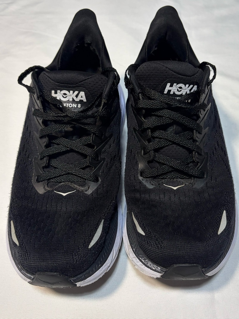 HOKA Clifton 8 Women’s Black White Running Shoes Size 8B